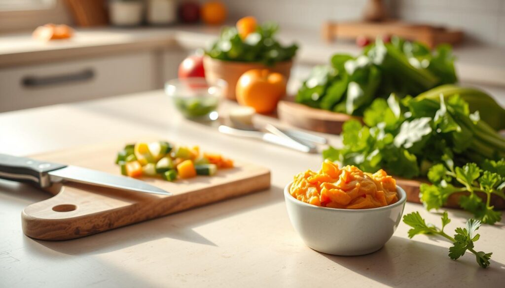 preparação de alimentos para bebê